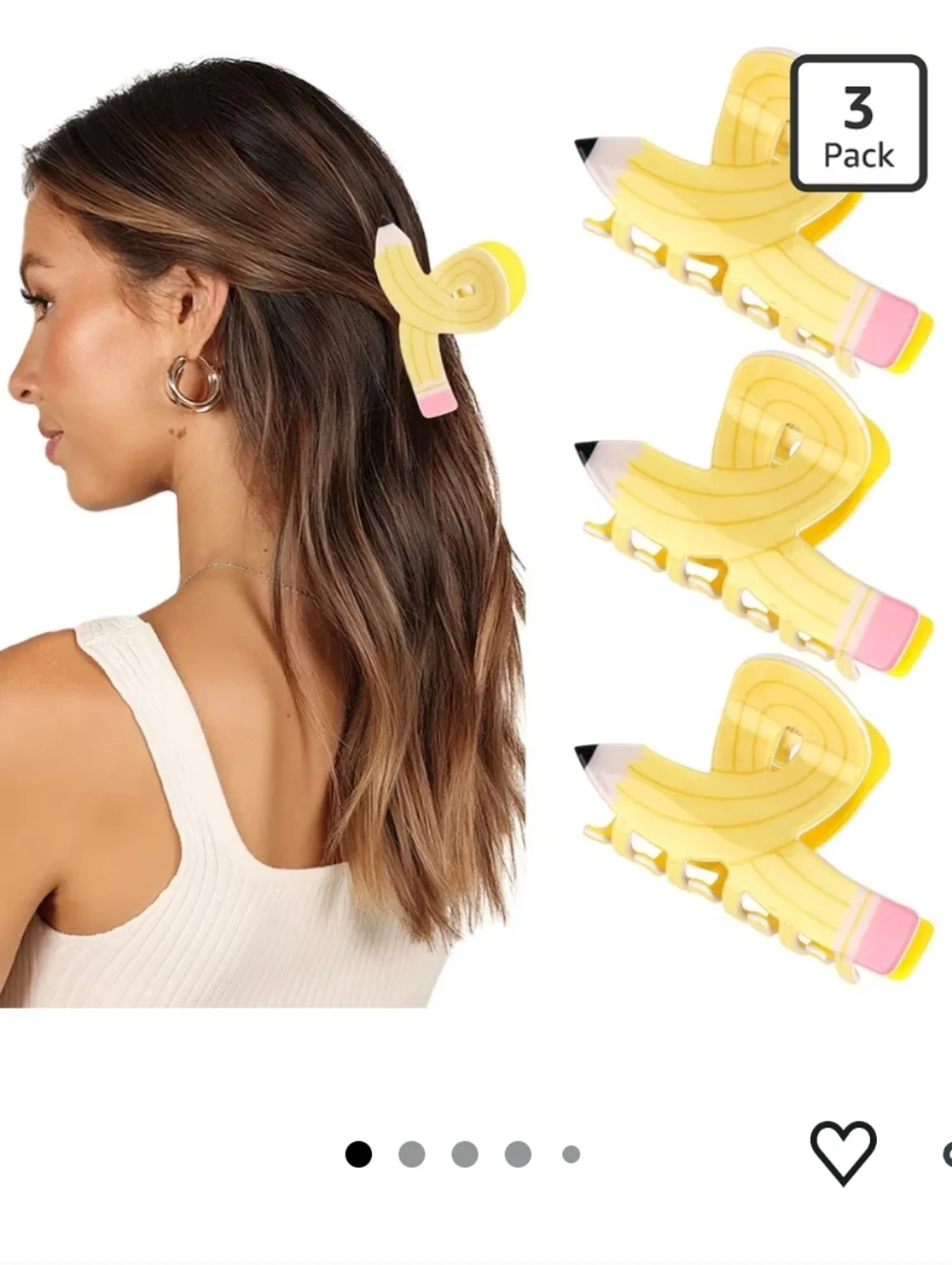 3 Pcs Pencil Hair Claw Clips
